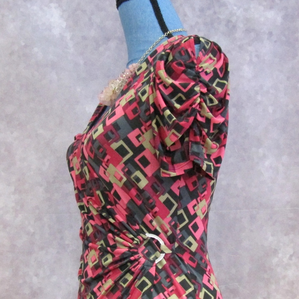 Jonathan Martin Faux Wrap Dress Ruched Size 8 - Picture 3 of 6